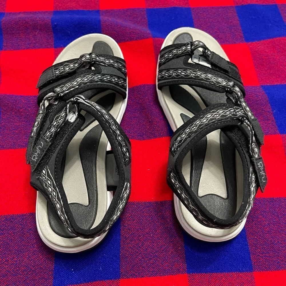 Womens Ryka Ginger Comfort Hiking Sandals Black/White Adjustable Straps Sz 6.5 W - Picture 4 of 10